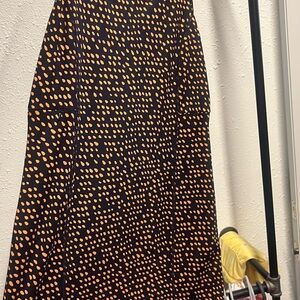 LuLaRoe Black Midi Skirt with Orange Dot Print